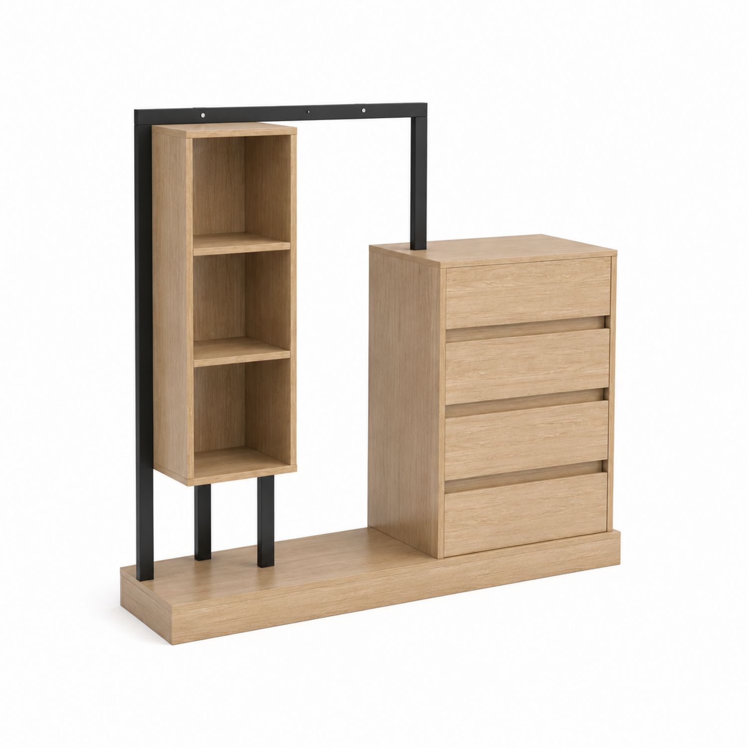 Meuble de Rangement en Bois et Acier Noir-Prestigelodgea