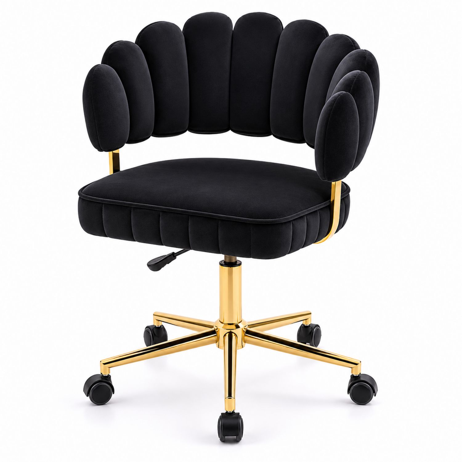 Chaise de bureau pivotante en velours avec pieds dorés-Prestigelodgea
