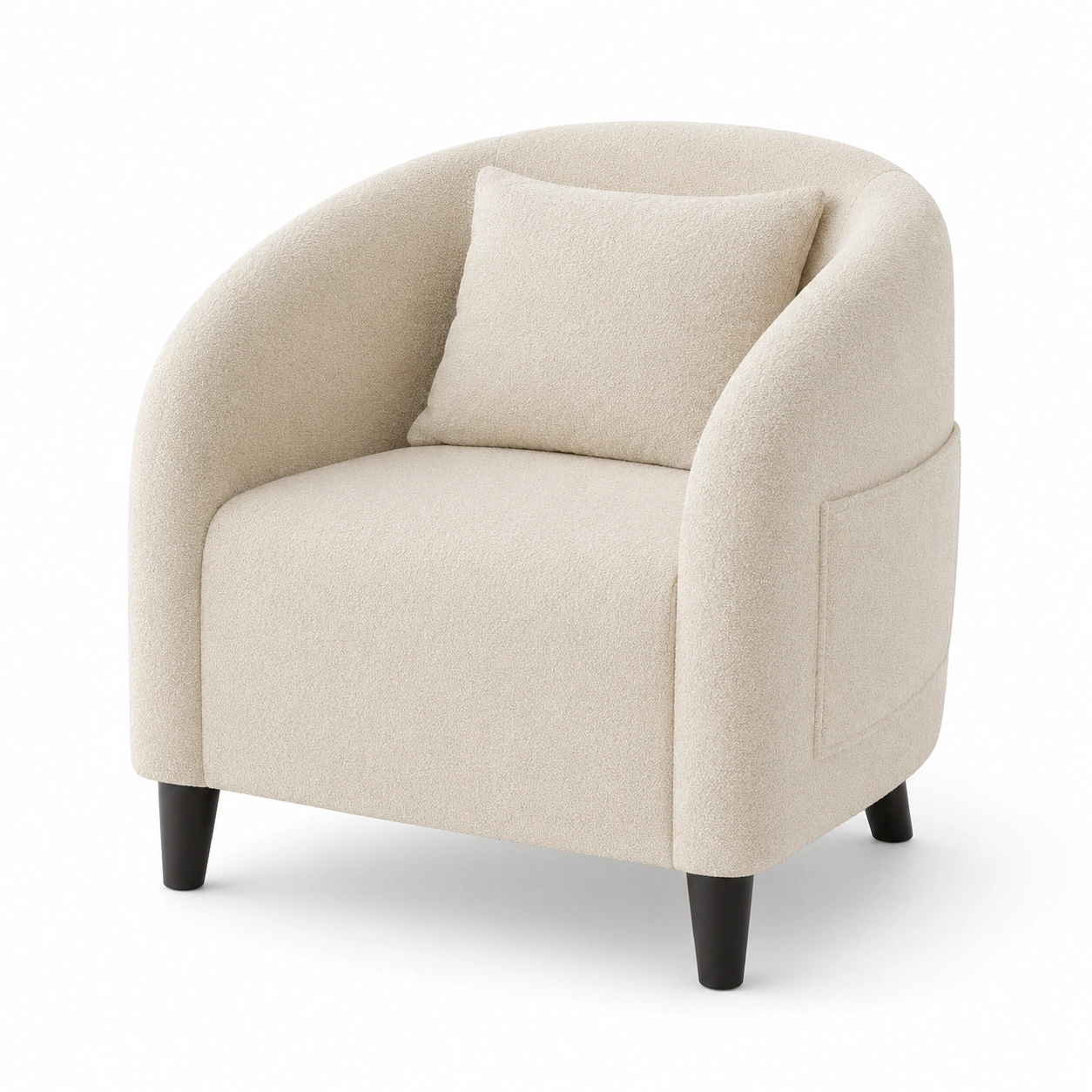 Sillon tapizado con cojin color marfil-Delvoraa