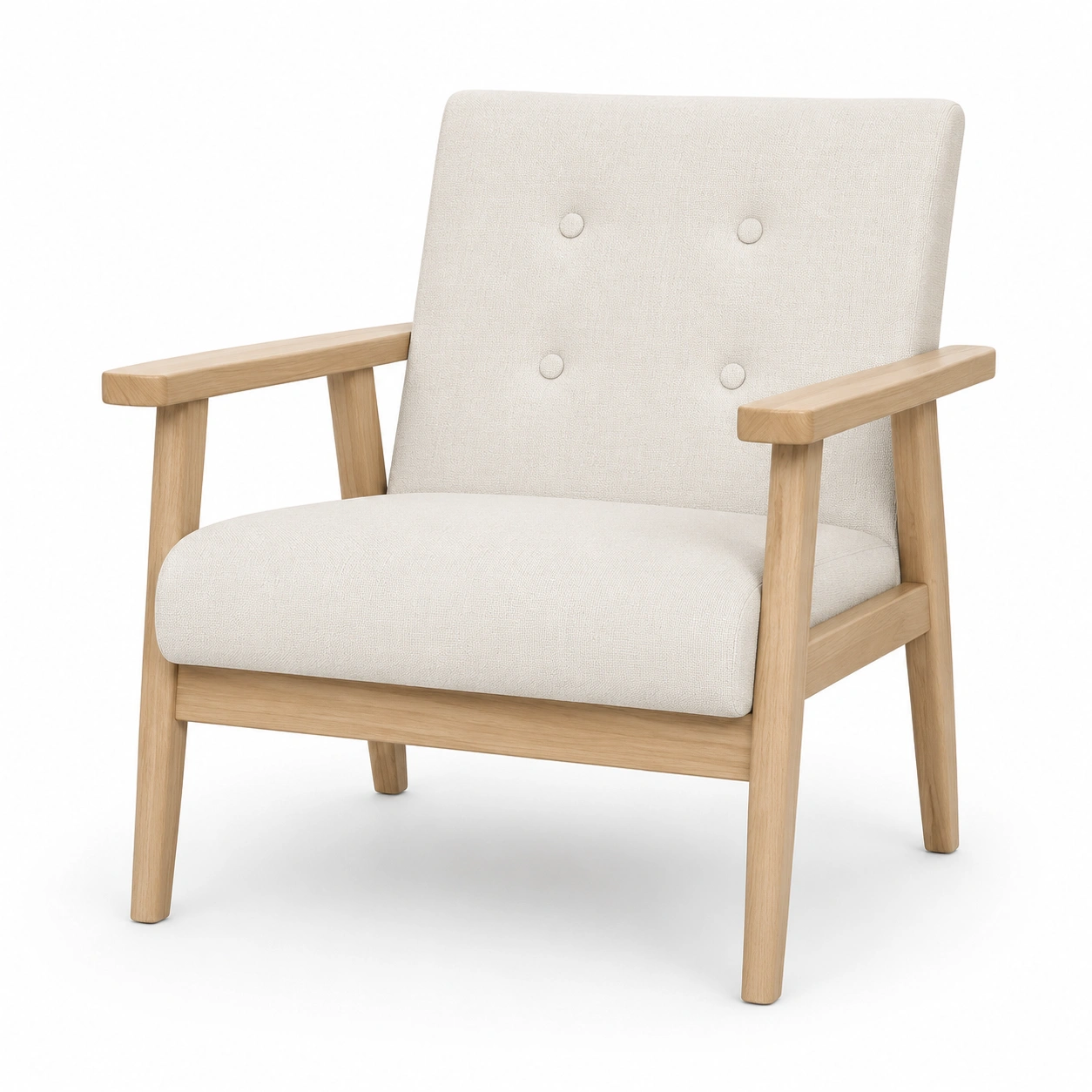 Sillon relax con estructura de madera color marfil-Delvoraa