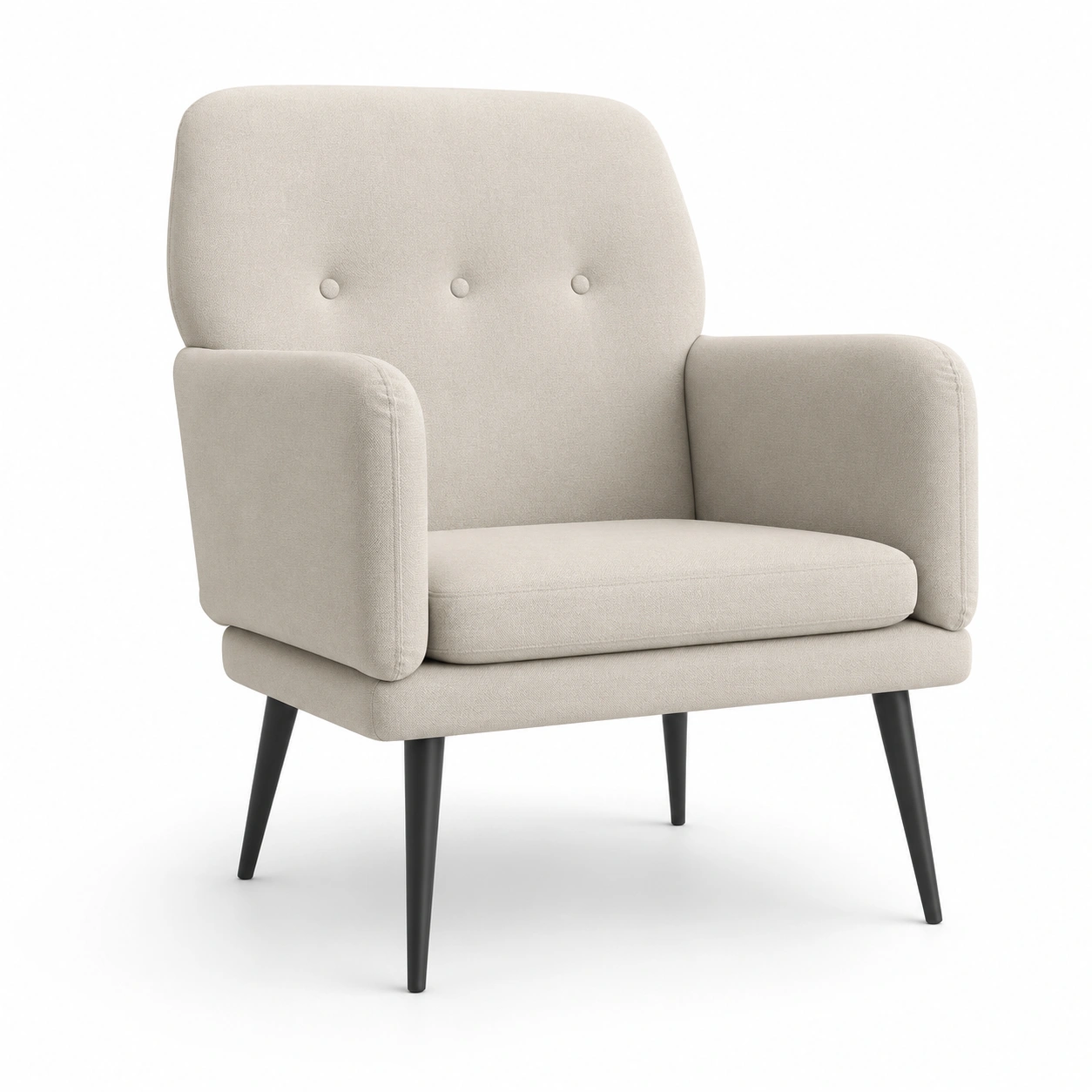 Sillon acolchado con reposabrazos color marfil-Delvoraa