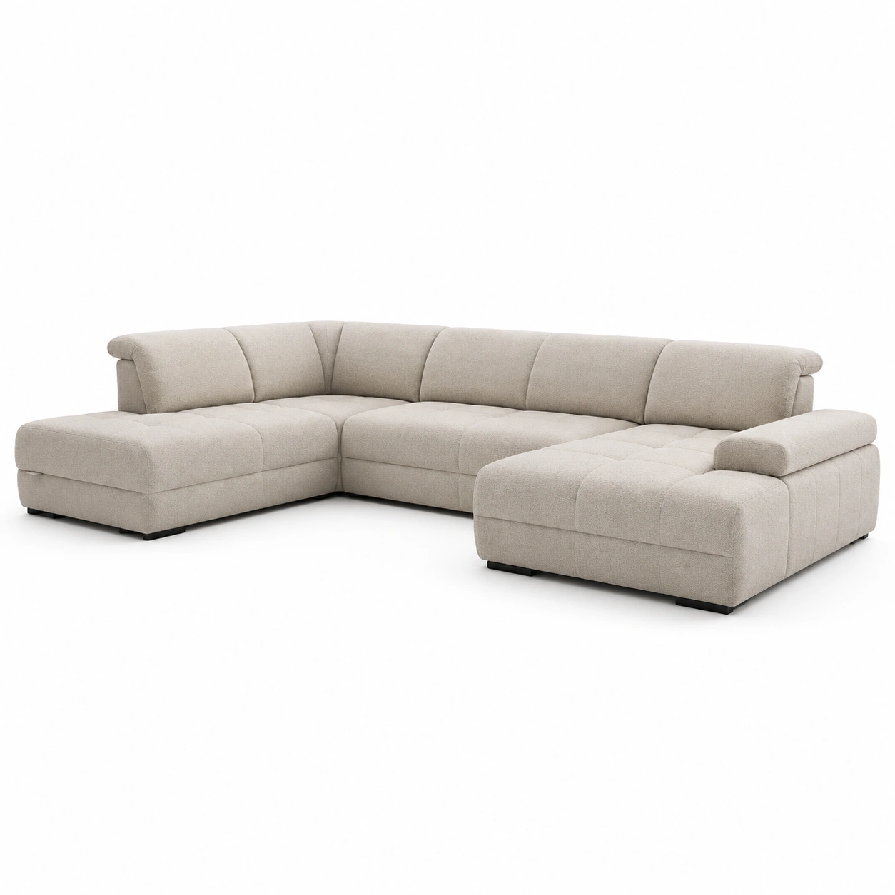 Sofa modular en L color beige-Delvoraa
