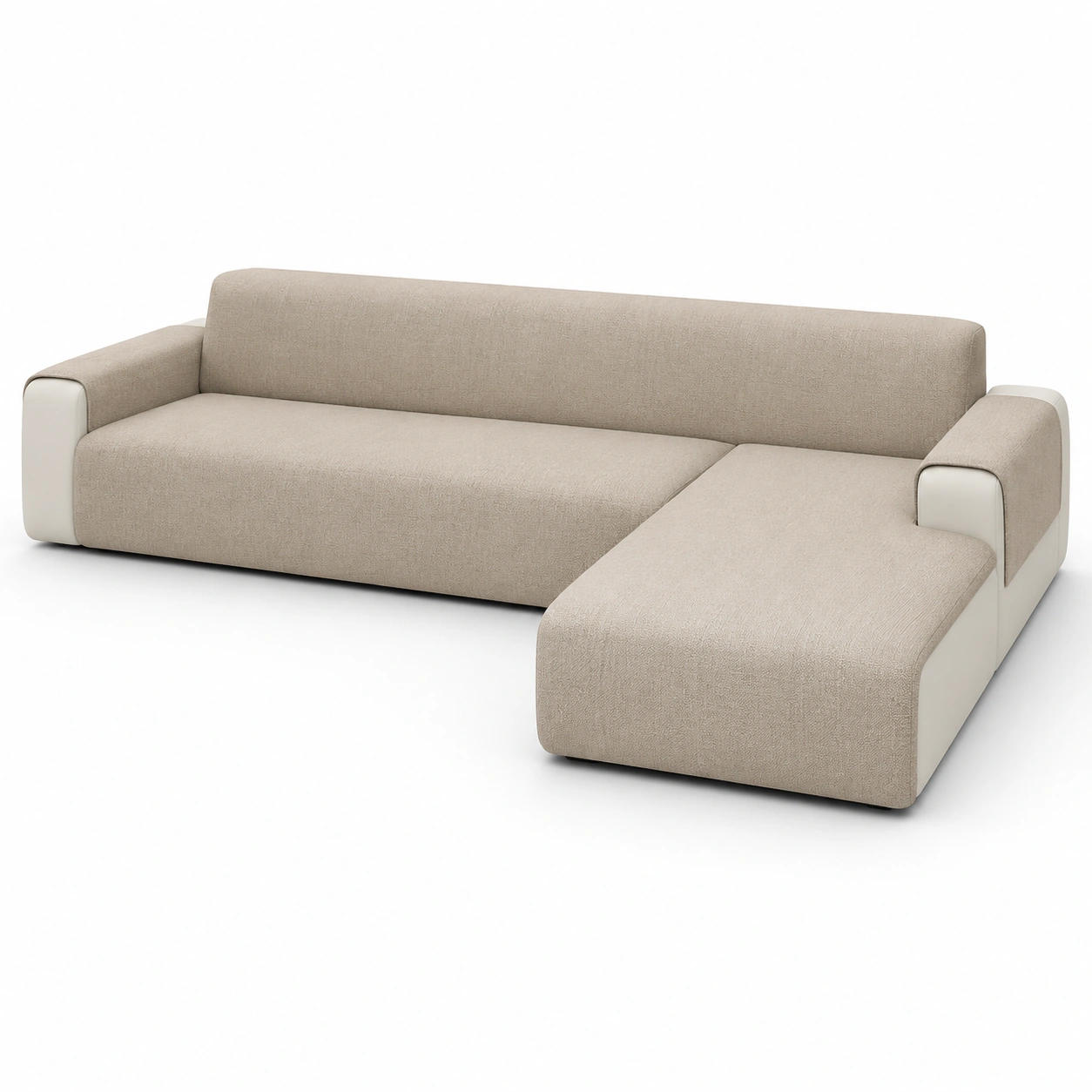 Sofa esquinero con chaise longue color beige-Delvoraa