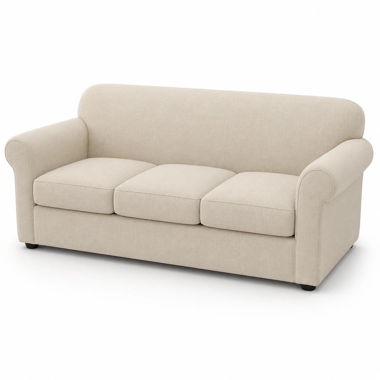 Sofa tapizado de tres plazas color marfil-Delvoraa