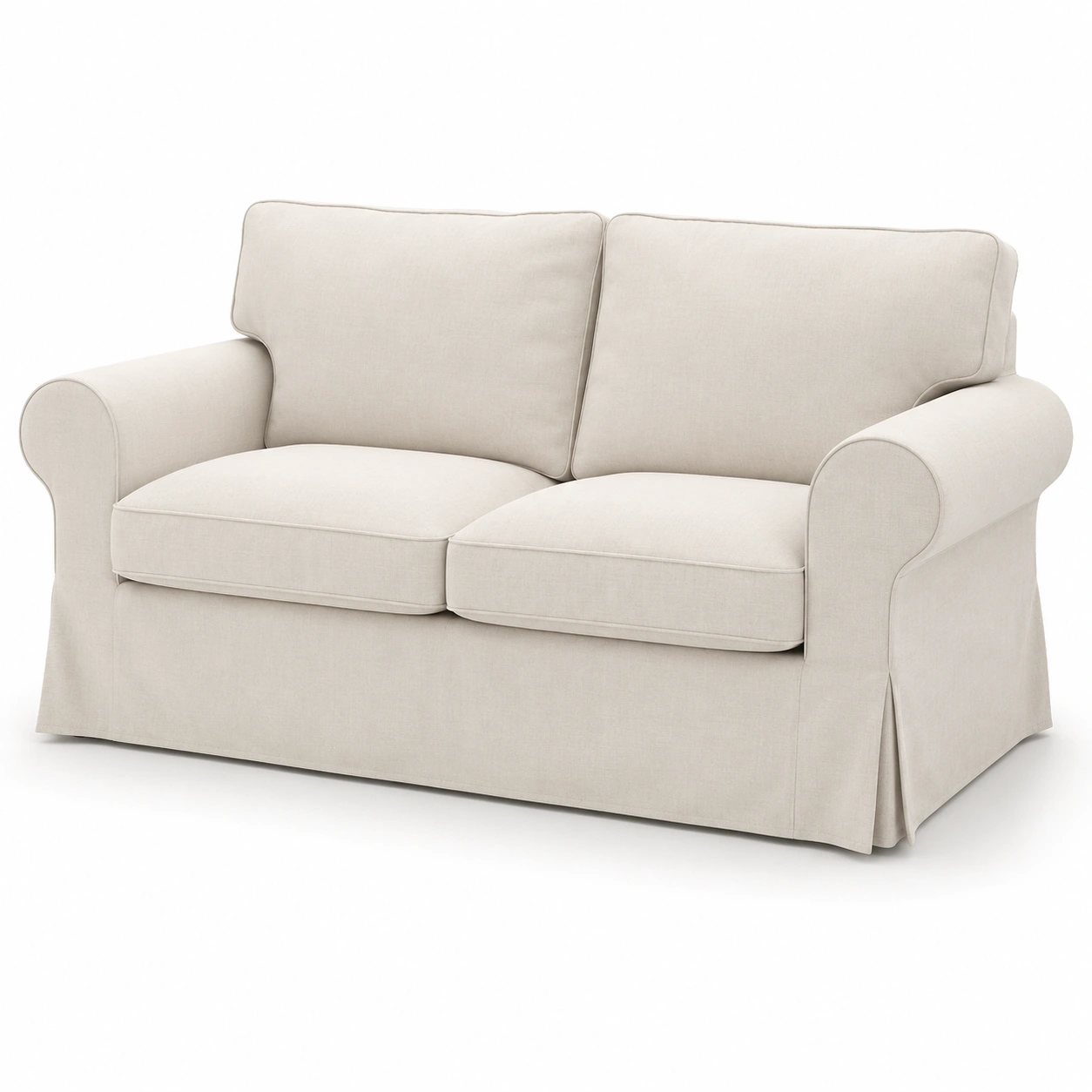 Sofa tapizado de dos plazas color beige-Delvoraa