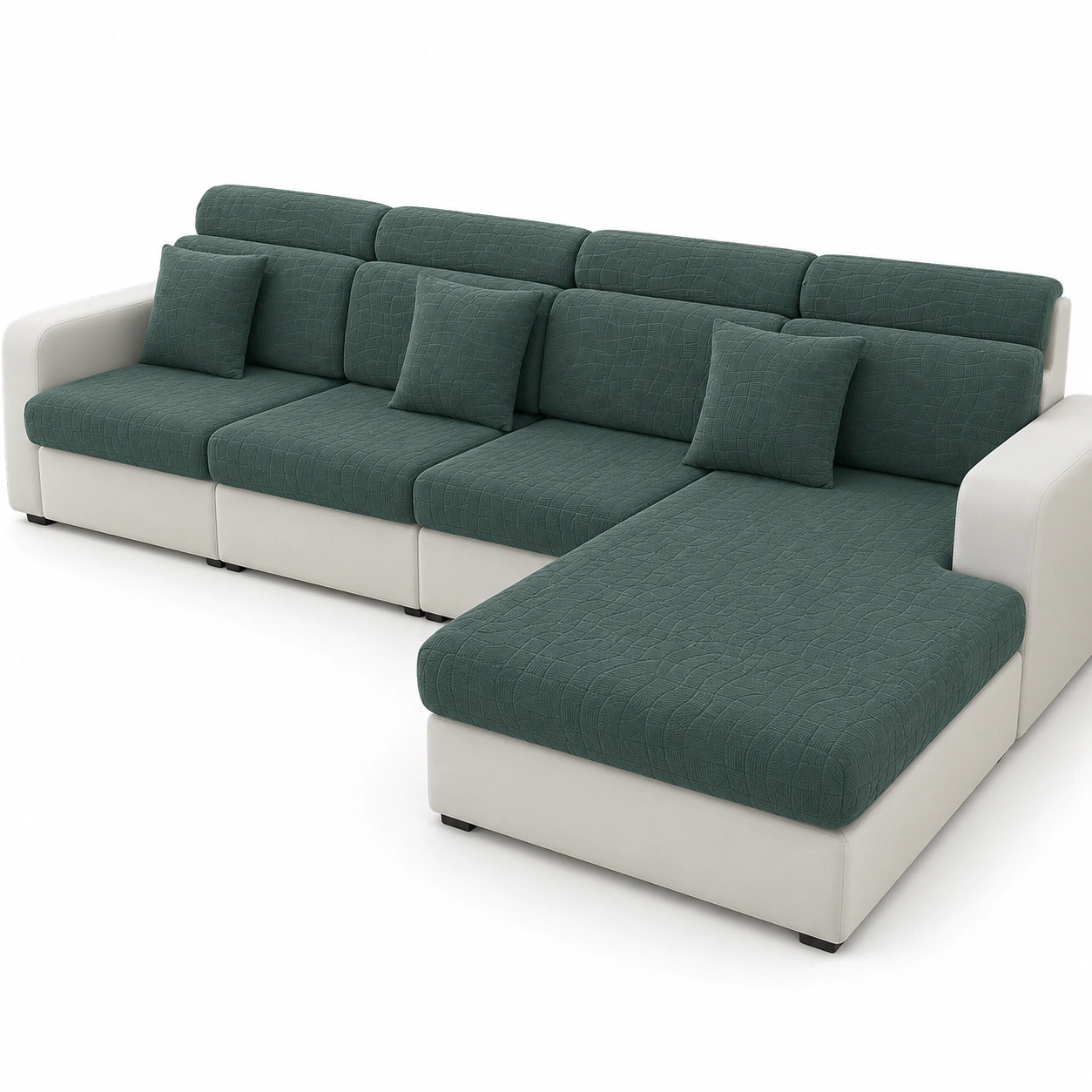 Sofa modular en L color verde-Delvoraa
