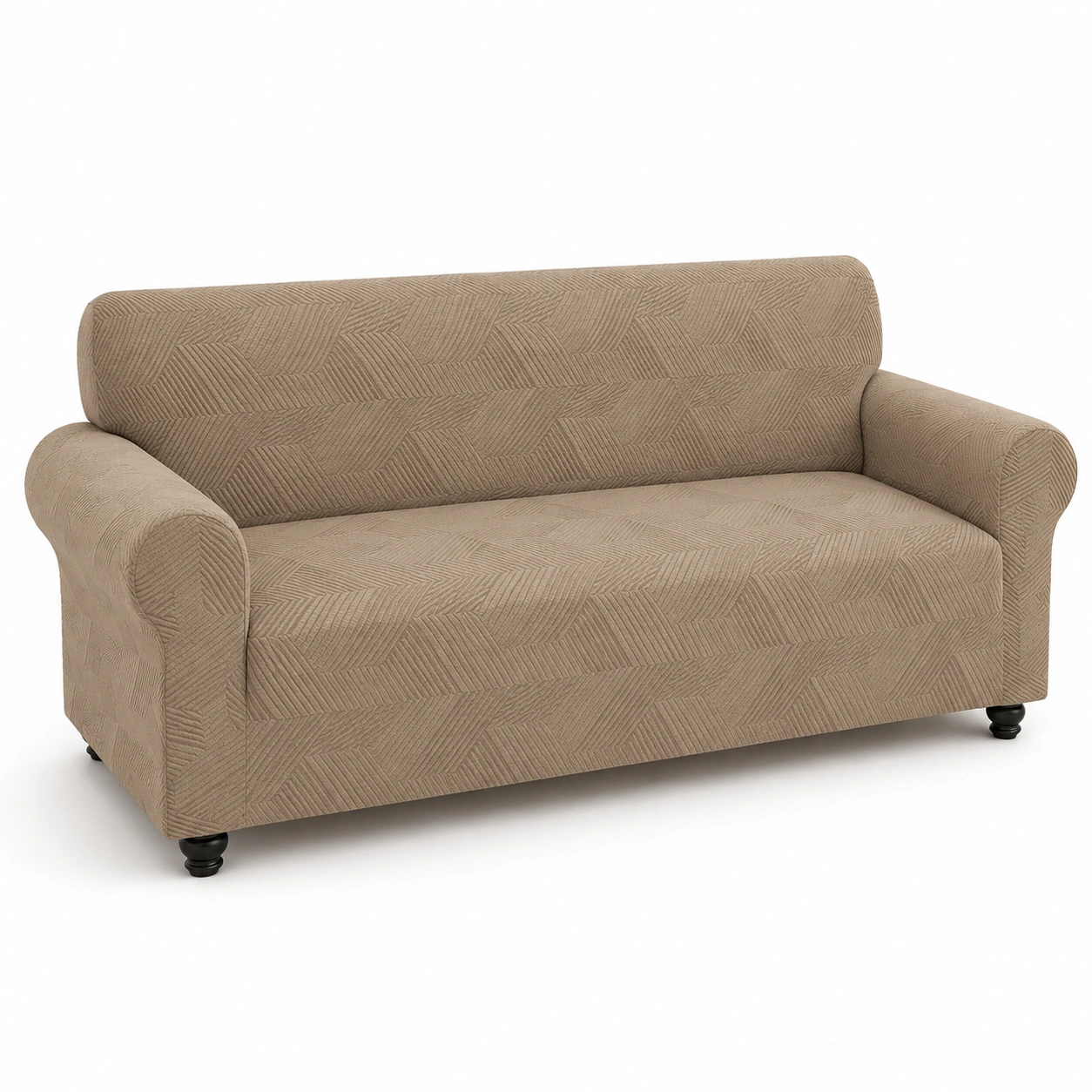 Sofa estampado de tres plazas color beige-Delvoraa