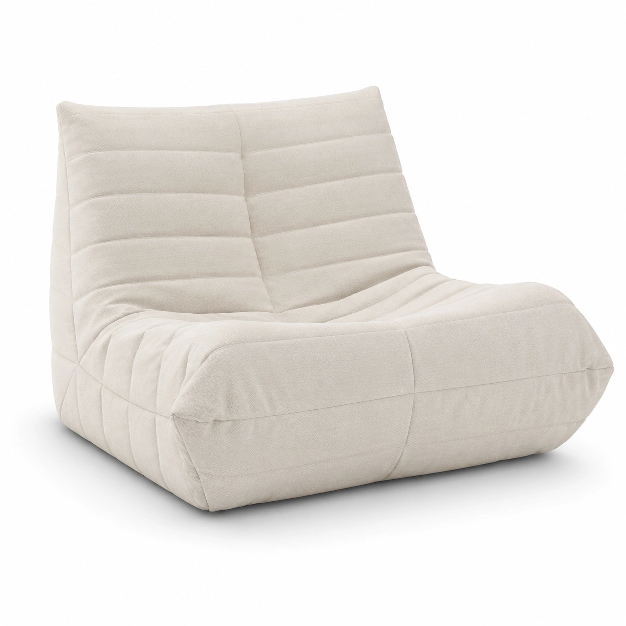 Sillon lounge sin estructura tapizado color marfil-Delvoraa