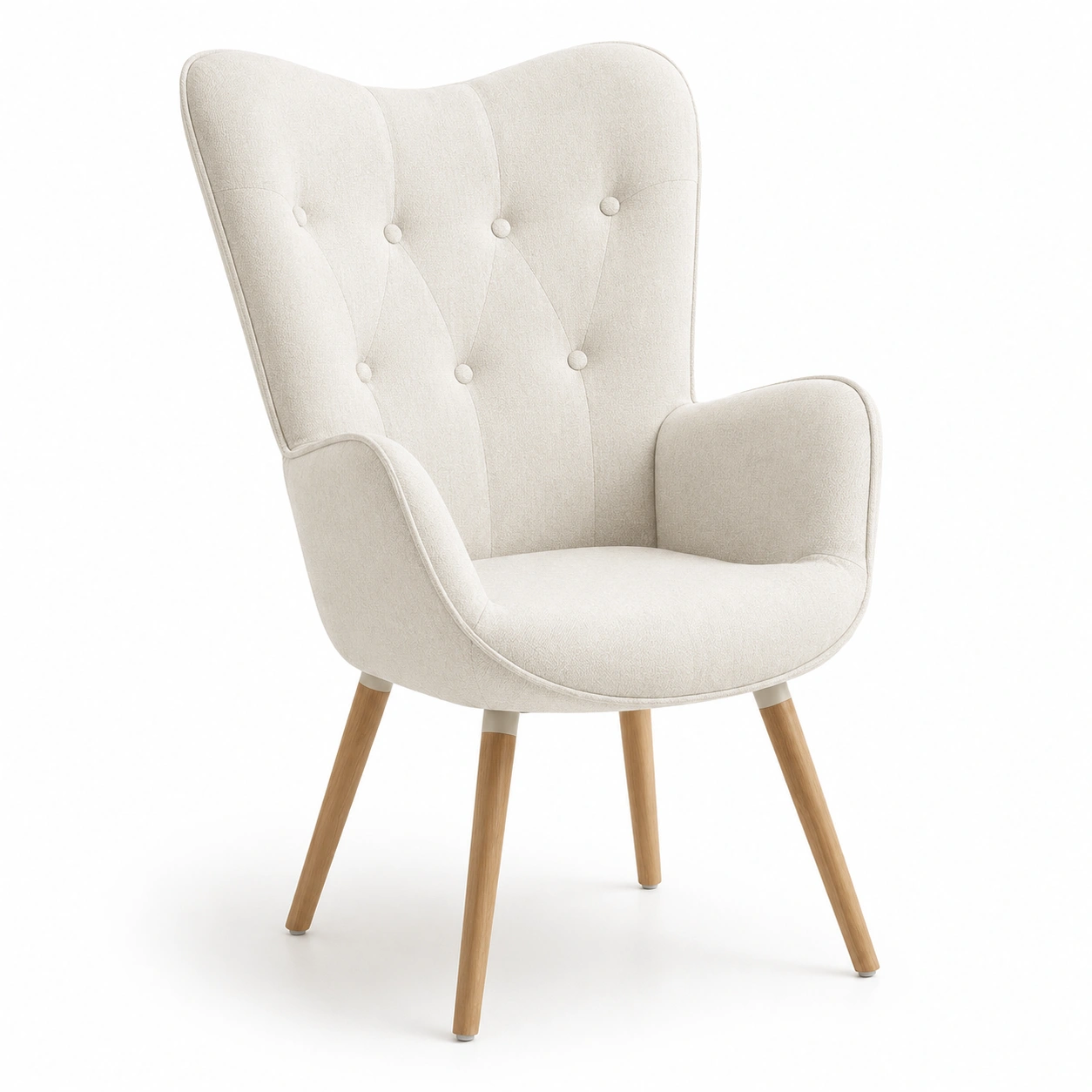 Sillon orejero tapizado color marfil-Delvoraa