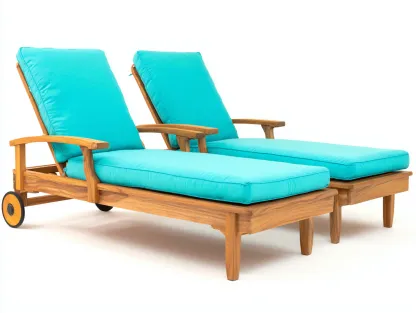 Tumbonas de exterior de madera 200x75x92 cm - turquesa-madera - juego de 2 tumbonas con ruedas - diseño contemporáneo-Ramoninest