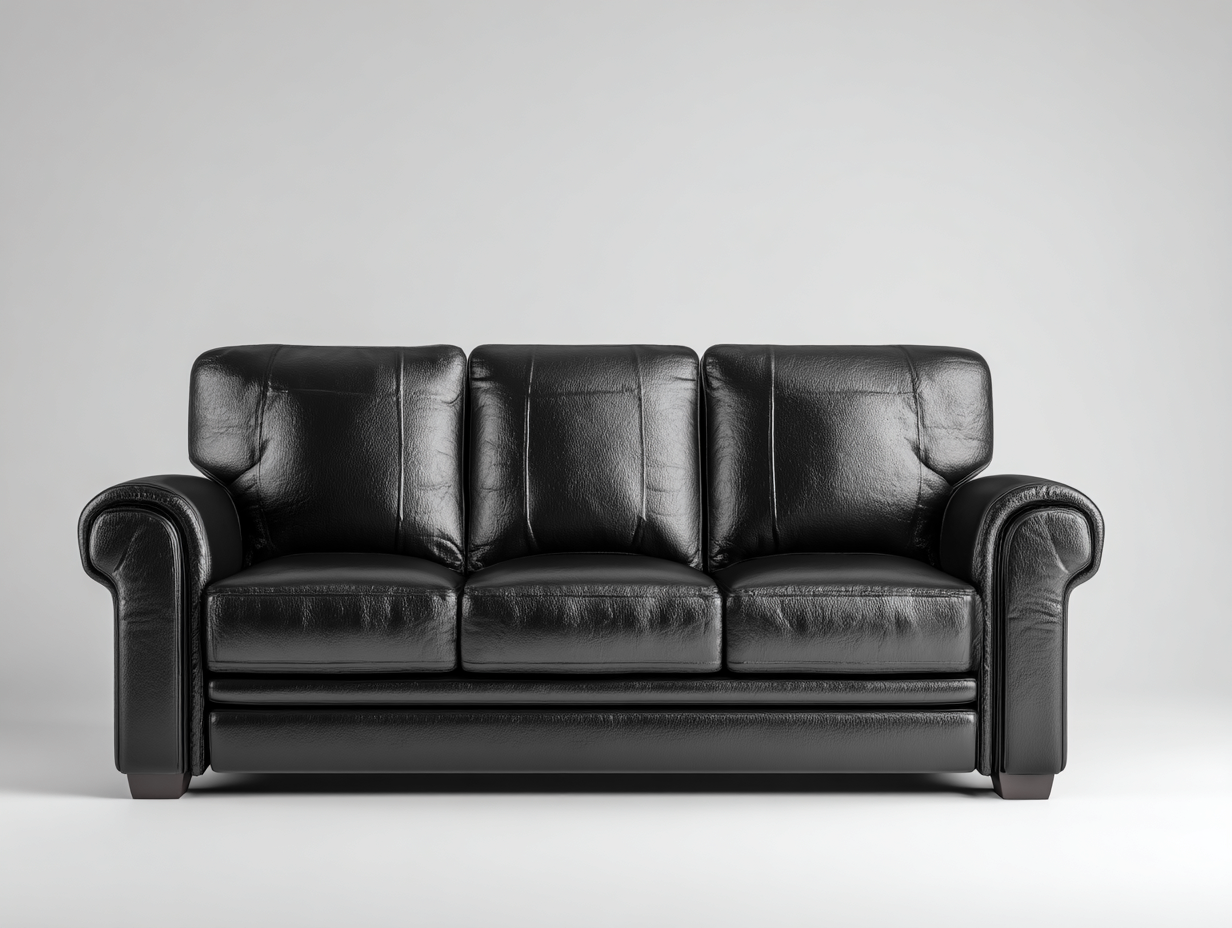 Sofás 3 plazas piel sintética 210x90x88 cm negro para salón - diseño clásico confortable-Ramoninest