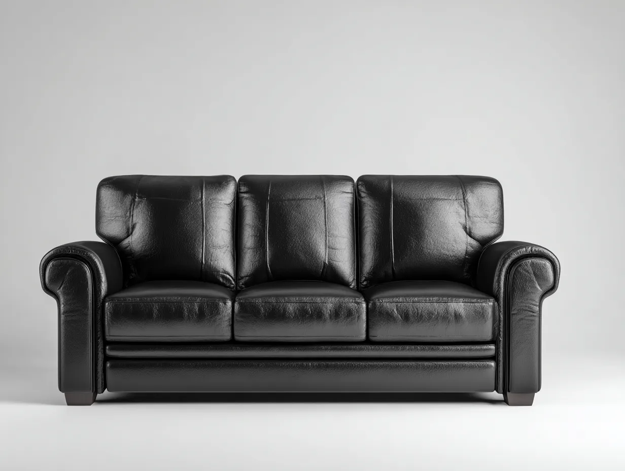 Sofás 3 plazas piel sintética 210x90x88 cm negro para salón - diseño clásico confortable-Ramoninest