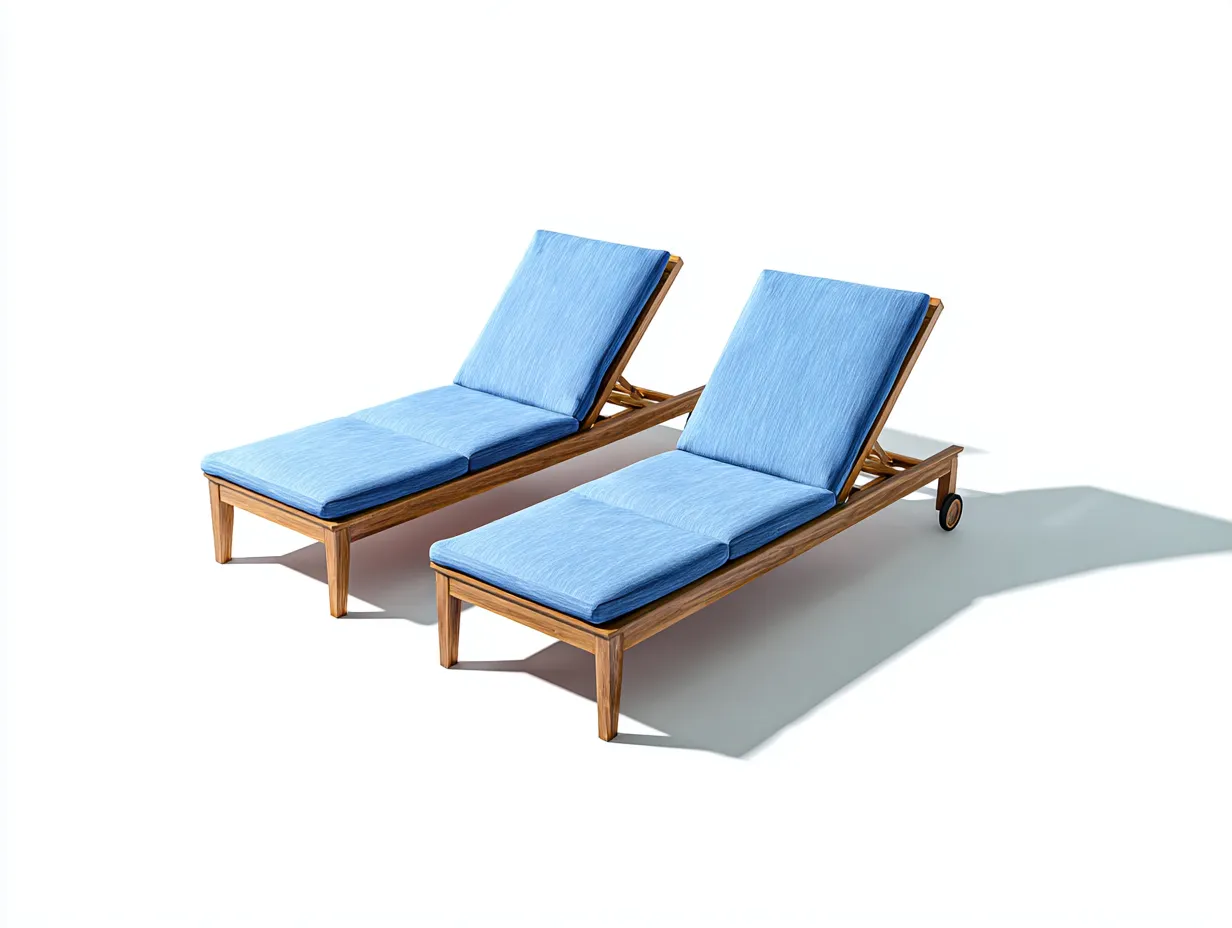 Tumbonas de madera 198x68x92 cm azul y madera natural para jardín - respaldo ajustable-Ramoninest