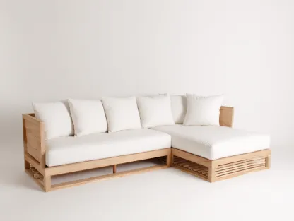 Sofás de exterior madera 210x150x70 cm beige natural con cojines - diseño moderno en L-Ramoninest