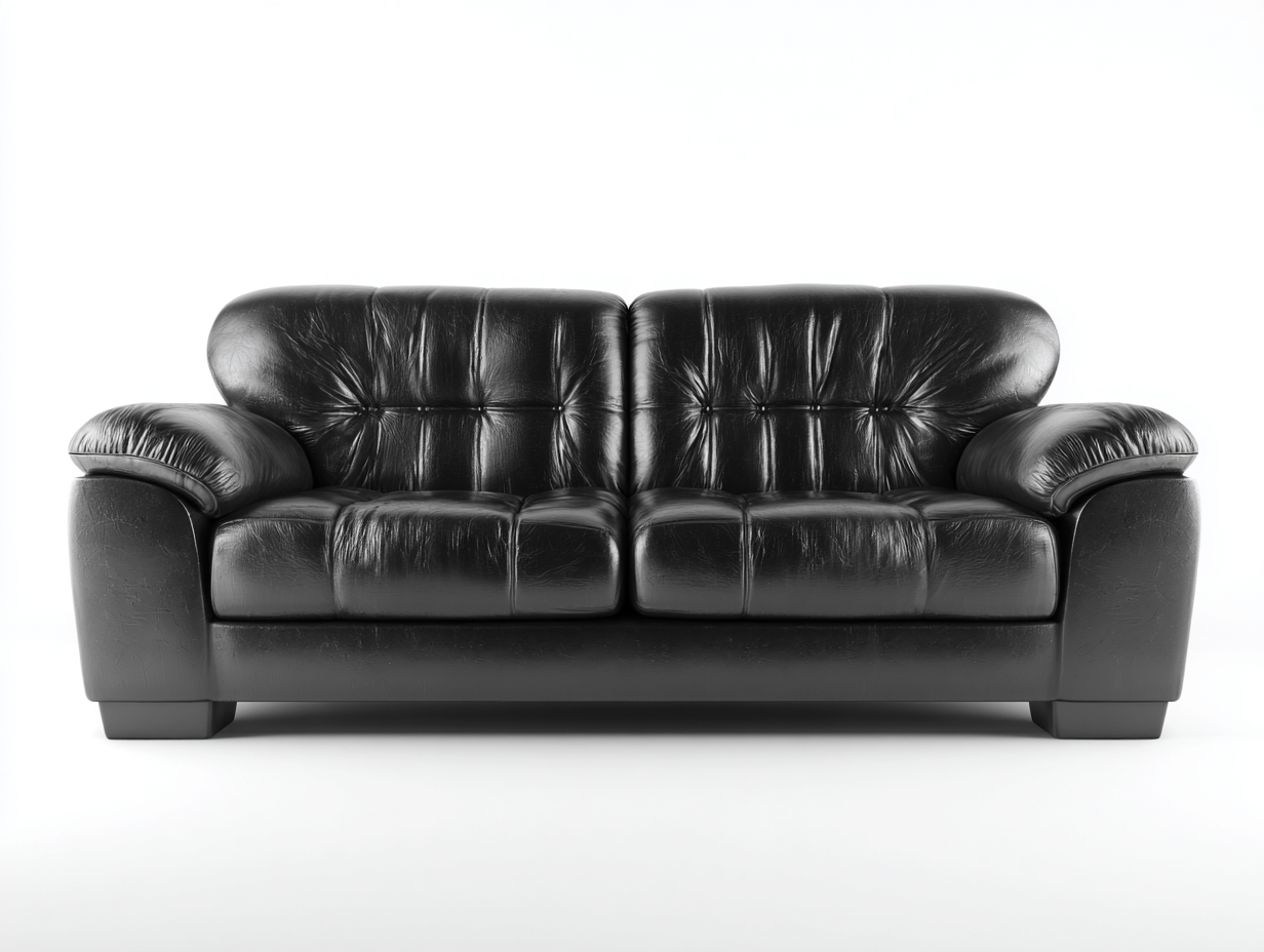 Sofás 3 plazas tapizados en piel sintética 210x92x88 cm negro para salón - diseño clásico-Ramoninest