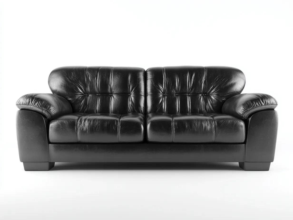 Sofás 3 plazas tapizados en piel sintética 210x92x88 cm negro para salón - diseño clásico-Ramoninest