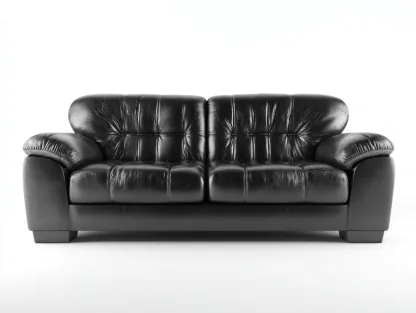 Sofás 3 plazas tapizados en piel sintética 210x92x88 cm negro para salón - diseño clásico-Ramoninest