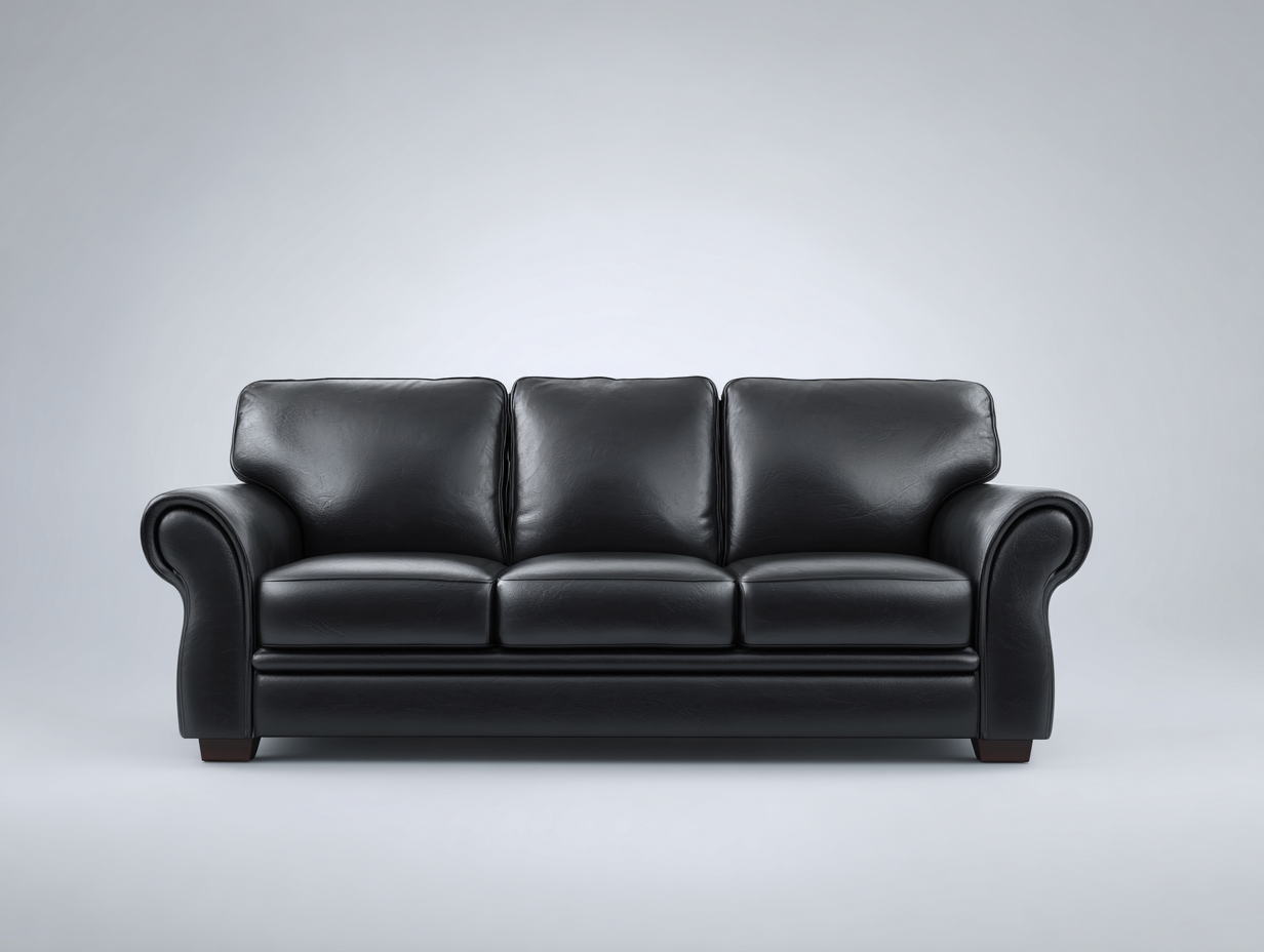 Sofás 3 plazas de cuero sintético 210x92x90 cm - negro - sofá de salón - diseño clásico-Ramoninest