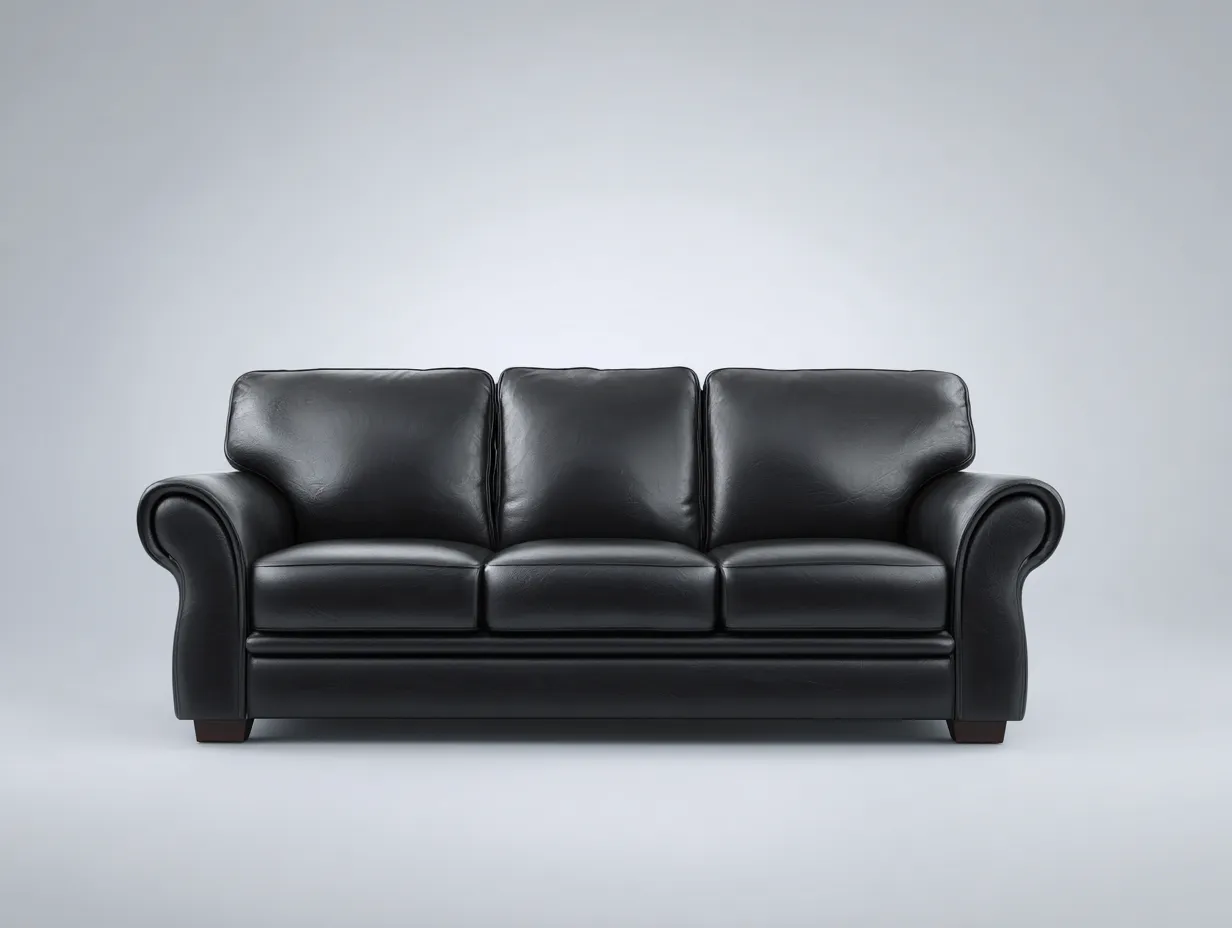 Sofás 3 plazas de cuero sintético 210x92x90 cm - negro - sofá de salón - diseño clásico-Ramoninest