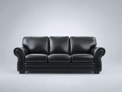 Sofás 3 plazas de cuero sintético 210x92x90 cm - negro - sofá de salón - diseño clásico-Ramoninest