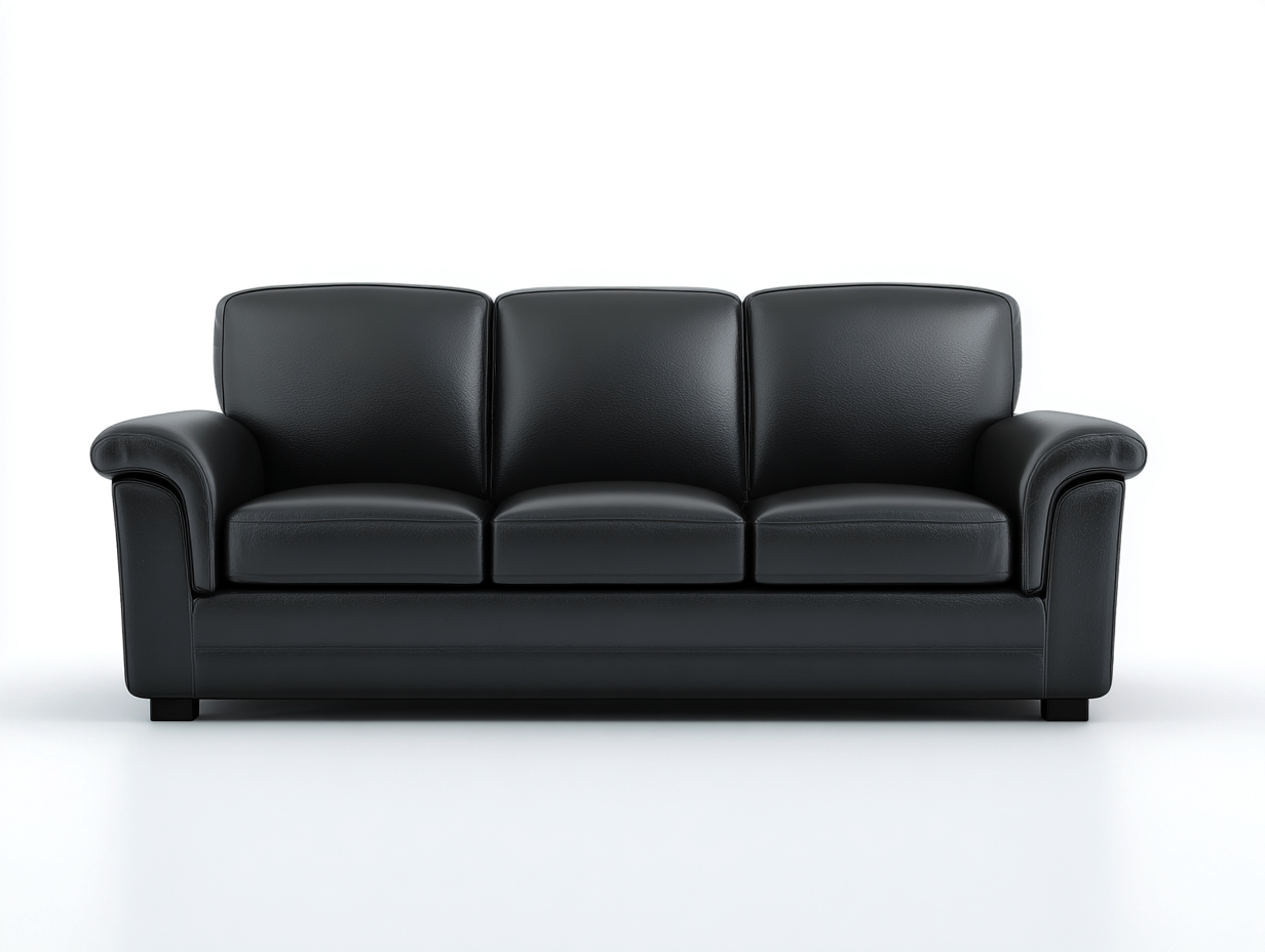 Sofás 3 plazas tapizados de piel sintética 210x88x90 cm negro para salón - Diseño clásico-Ramoninest