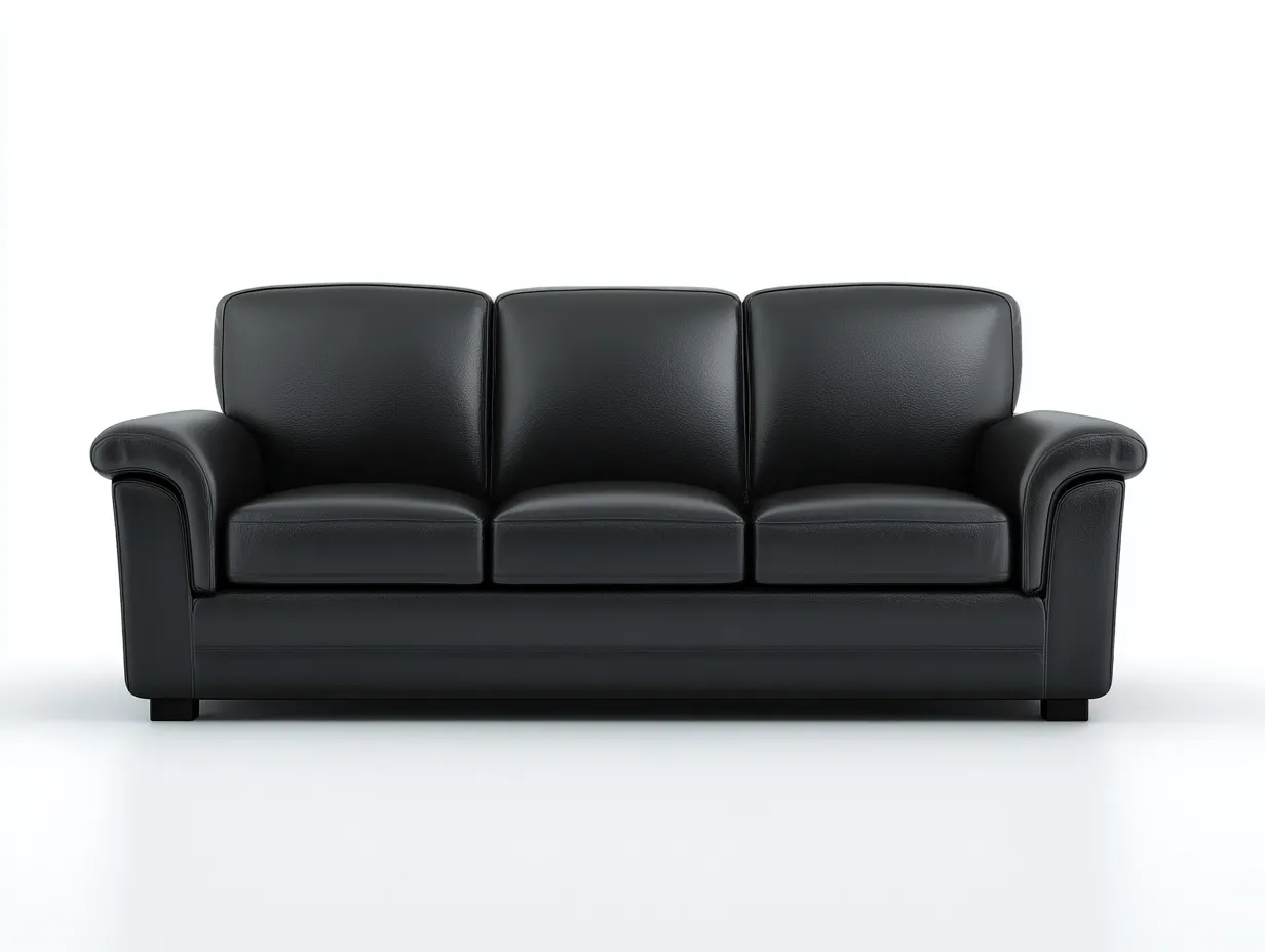 Sofás 3 plazas tapizados de piel sintética 210x88x90 cm negro para salón - Diseño clásico-Ramoninest