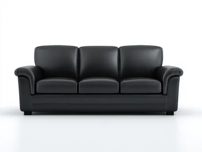 Sofás 3 plazas tapizados de piel sintética 210x88x90 cm negro para salón - Diseño clásico-Ramoninest