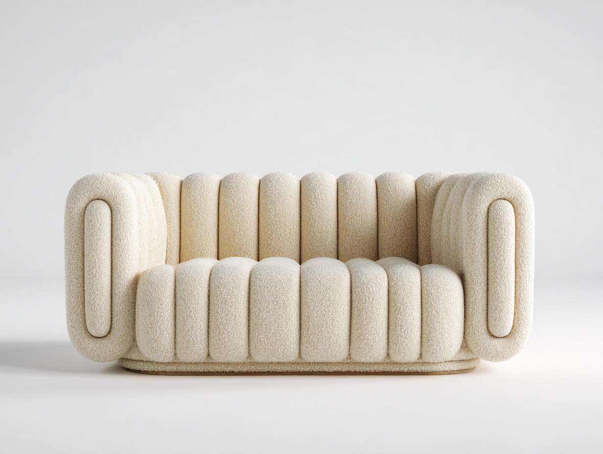 Divano a due posti in tessuto 164x87x76 cm avorio - per soggiorno stile moderno-Tadoricorner
