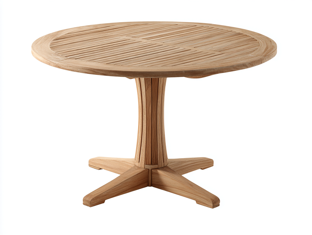 Tavolo da giardino in legno 135x135x76 cm - beige naturale - design rotondo per esterno-Tadoricorner