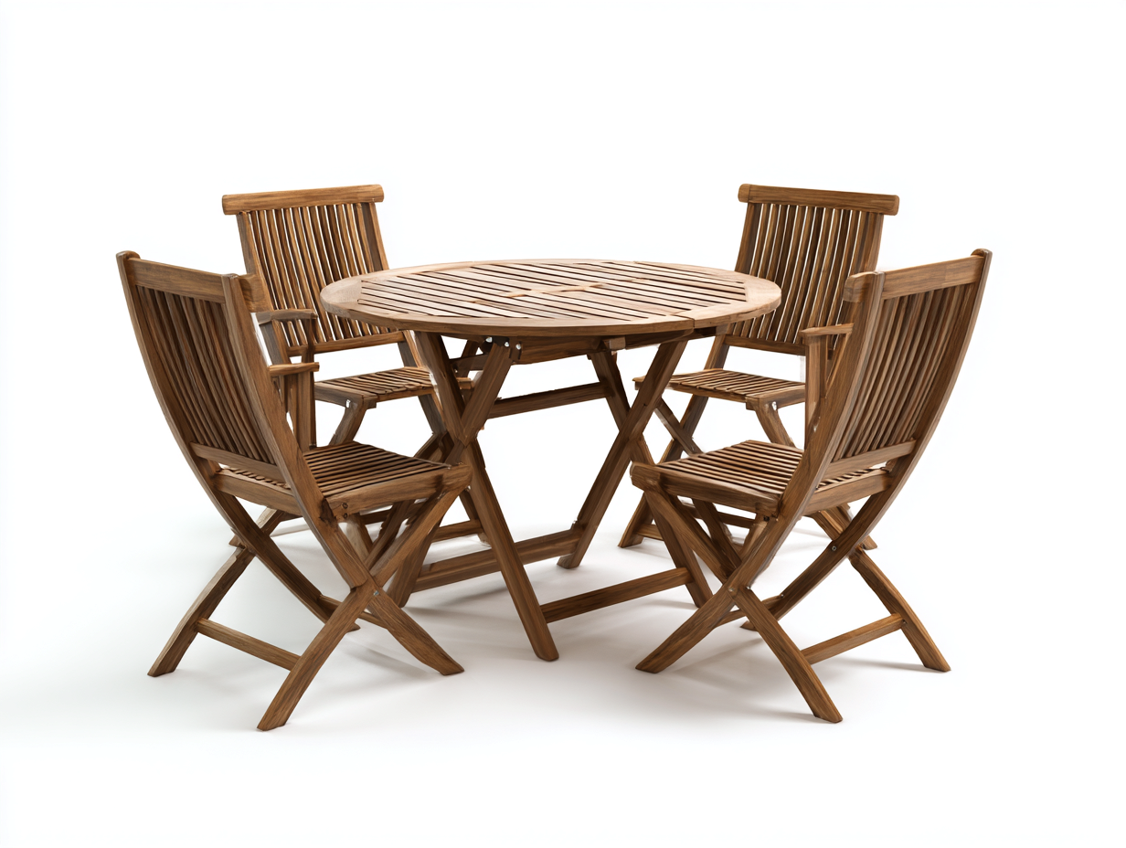 Set tavolo e sedie da giardino in legno teak 120x120x75 cm - marrone naturale - stile classico per esterno-Tadoricorner