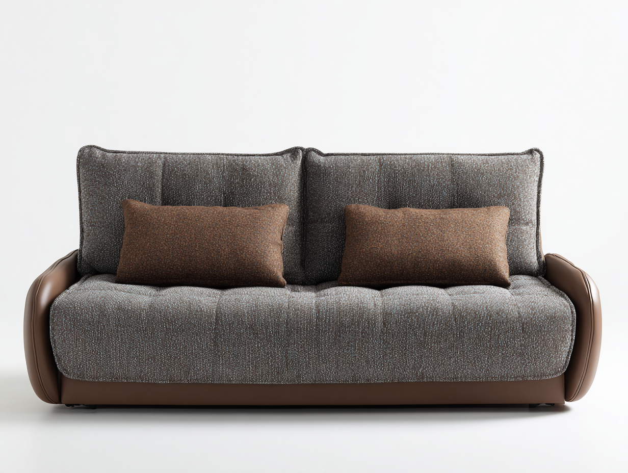 Divano a due posti in tessuto 163x87x77 cm - grigio scuro e marrone - design moderno per soggiorno-Tadoricorner