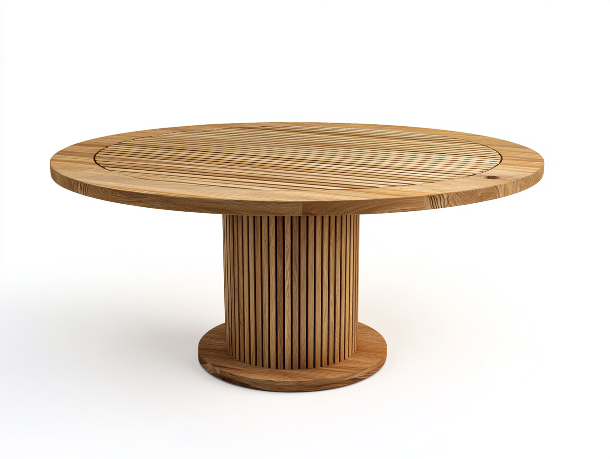 Tavolo da giardino in legno 150x150x74 cm - marrone quercia chiaro - design rotondo con base centrale per esterno-Tadoricorner