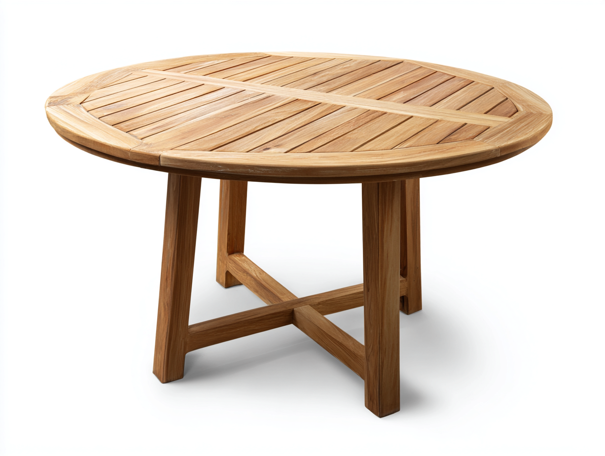Tavolo da giardino in legno 148x148x75 cm - marrone chiaro naturale - design rotondo per esterno-Tadoricorner