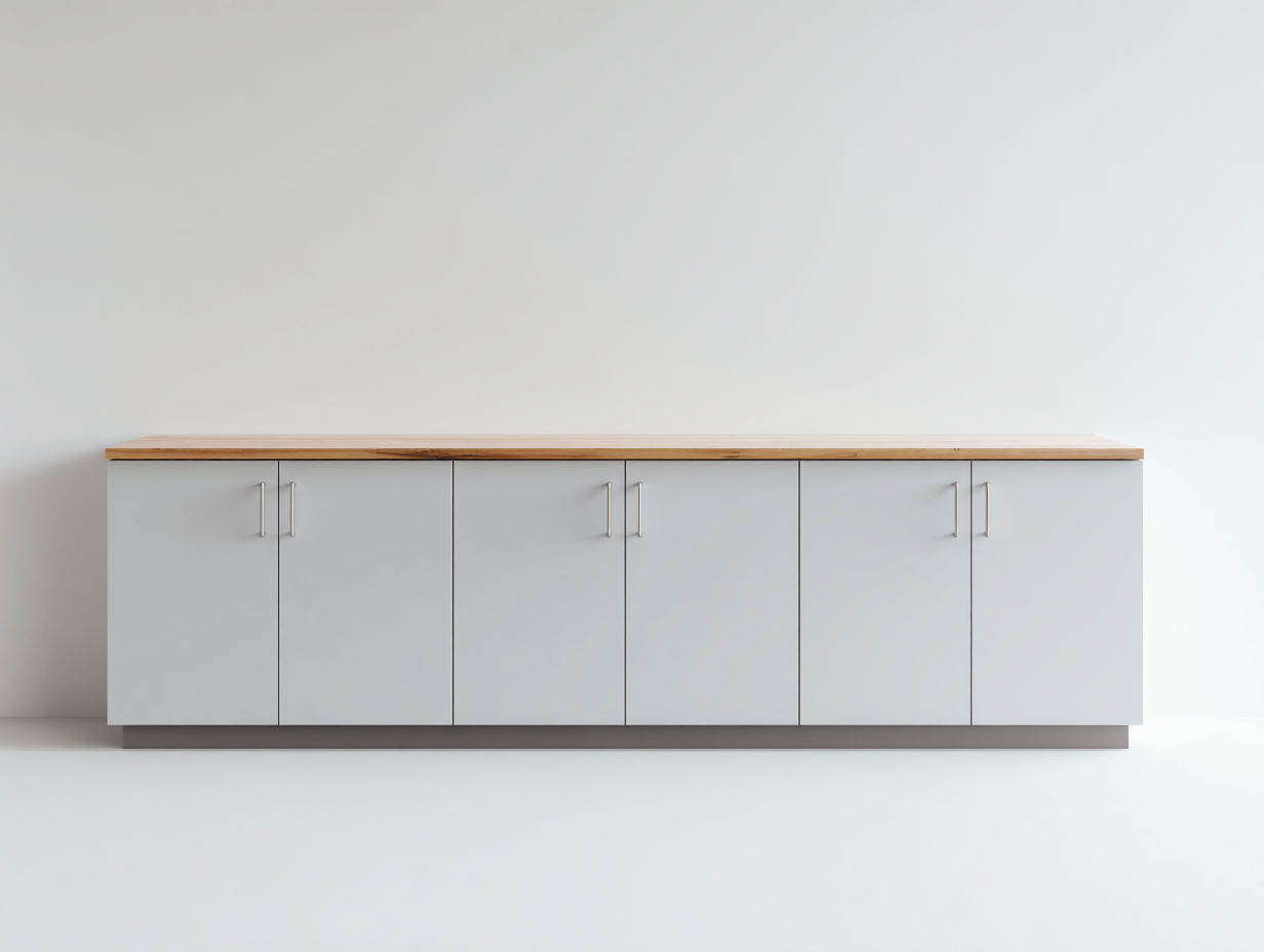 Credenza in legno 240x45x82 cm - grigio chiaro e legno naturale - design moderno per soggiorno-Tadoricorner