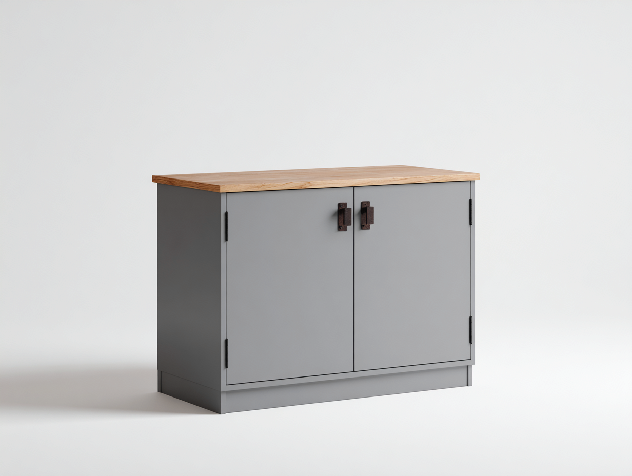 Credenza in legno 112x39x81 cm grigio e marrone - per sala da pranzo stile minimalista-Tadoricorner