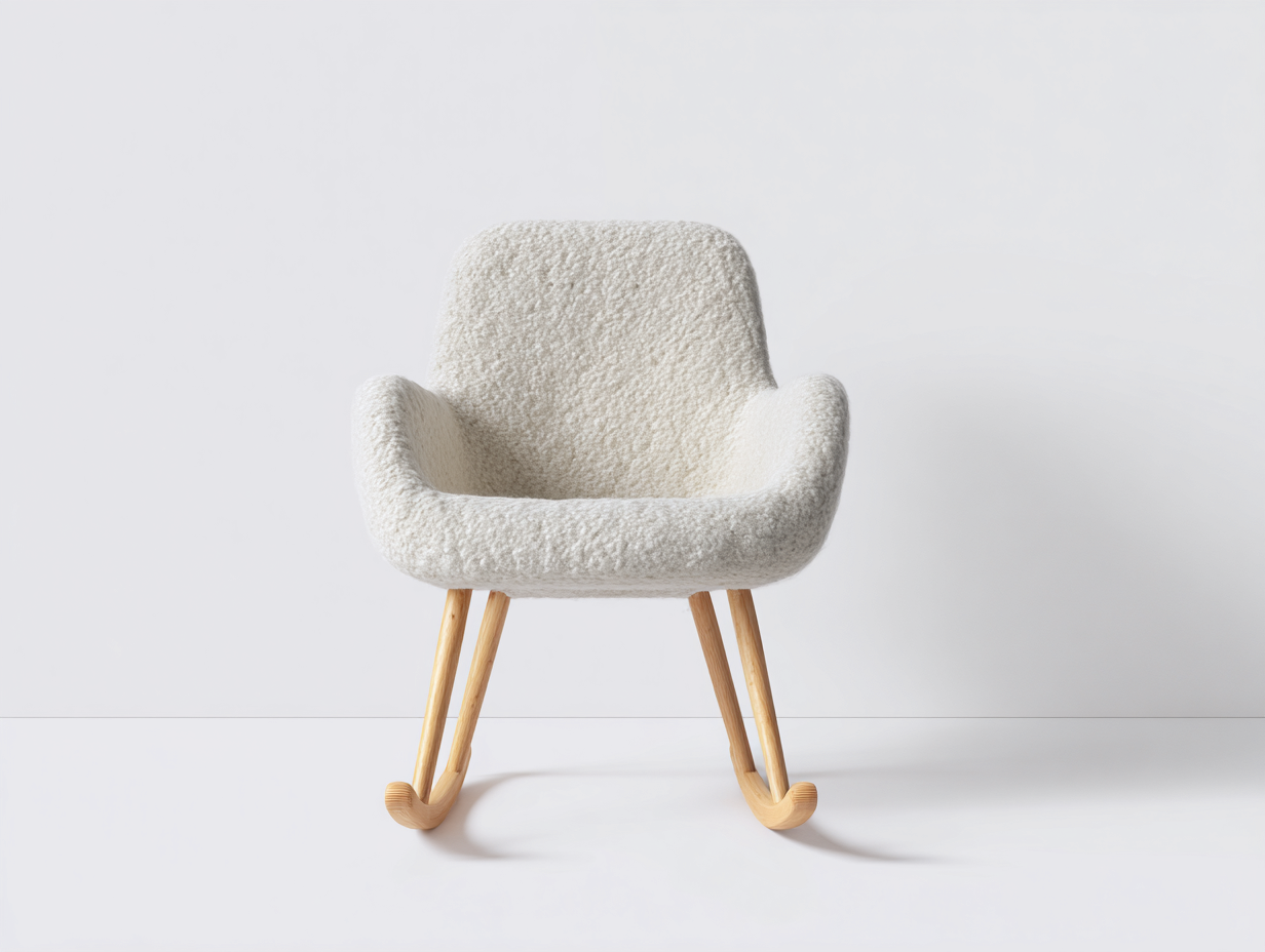 Sedia a dondolo in tessuto bouclé 68x72x86 cm - beige chiaro - per soggiorno - design moderno-Tadoricorner