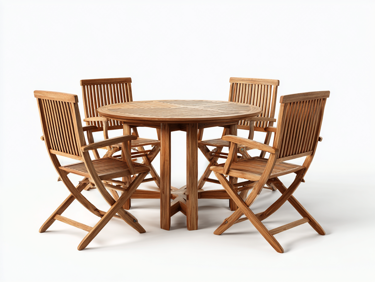 Set tavolo e sedie da giardino in legno 128x128x75 cm marrone - per esterno stile naturale-Tadoricorner