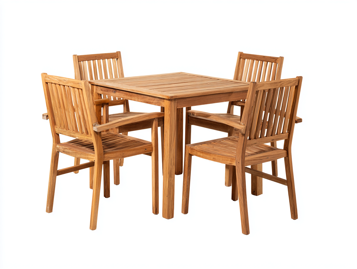 Set tavolo e sedie da giardino in legno 118x118x76 cm - marrone miele chiaro - design naturale per esterno-Tadoricorner