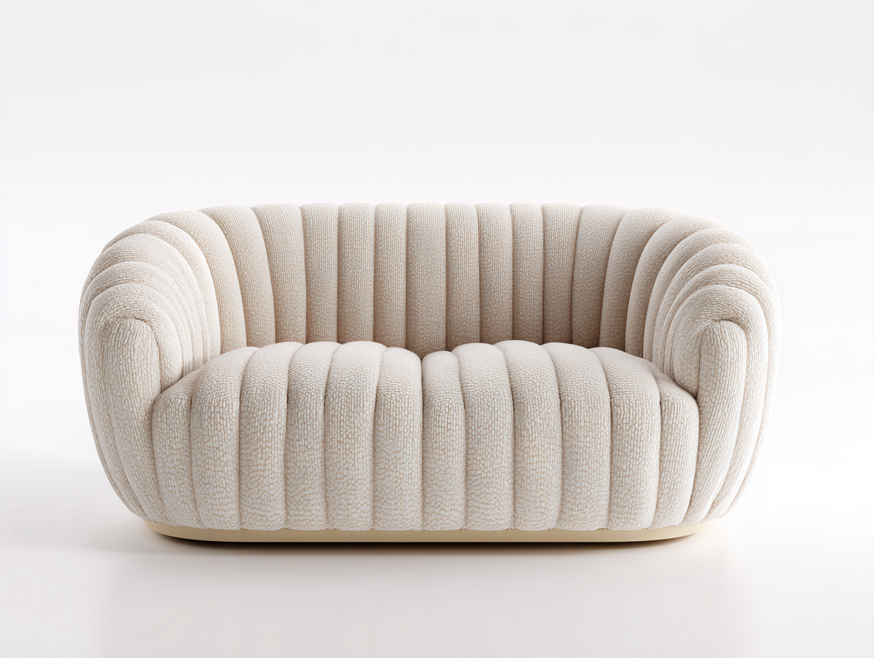 Divano a due posti in tessuto 166x89x79 cm crema - per soggiorno stile moderno-Tadoricorner