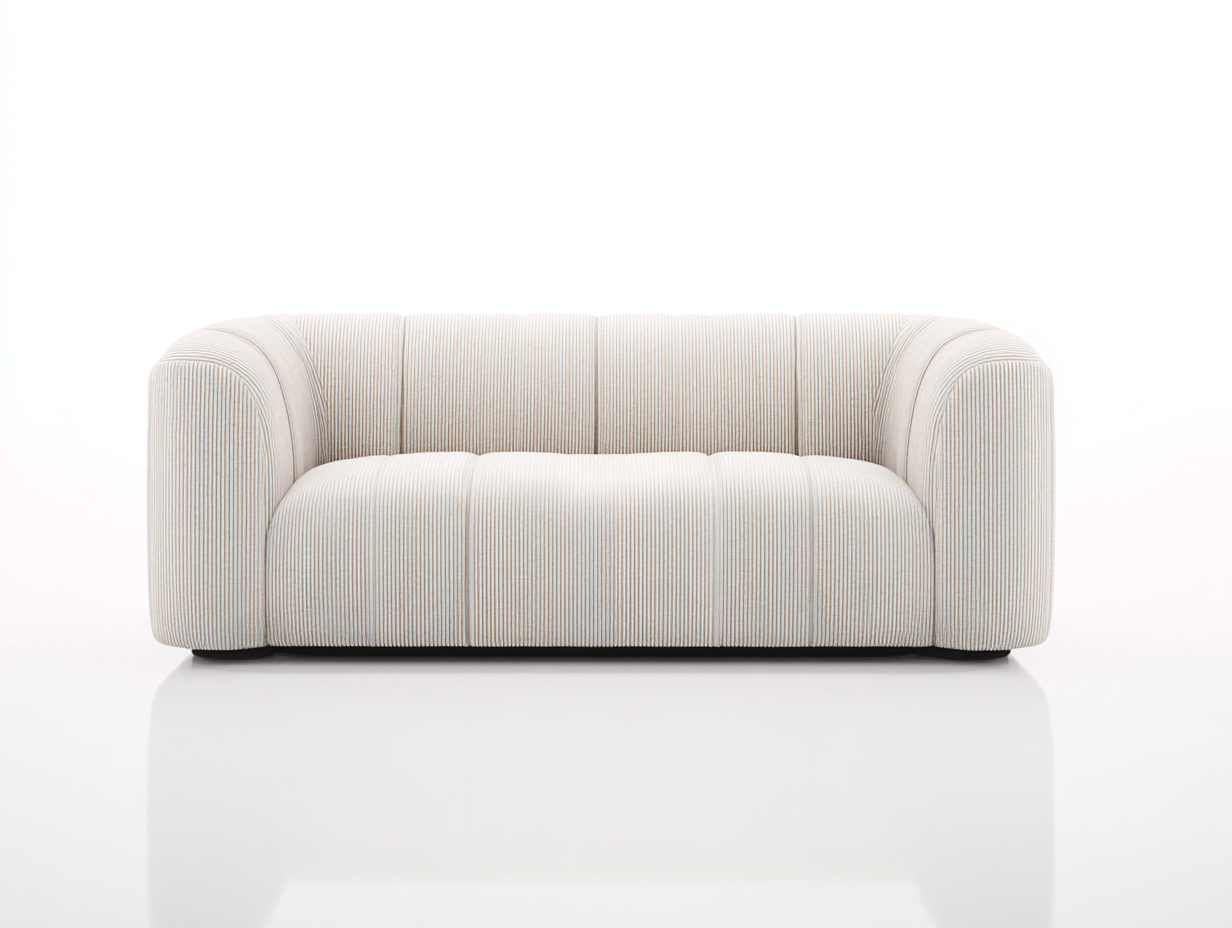 Divano a due posti in tessuto 167x88x73 cm crema - per soggiorno stile moderno-Tadoricorner