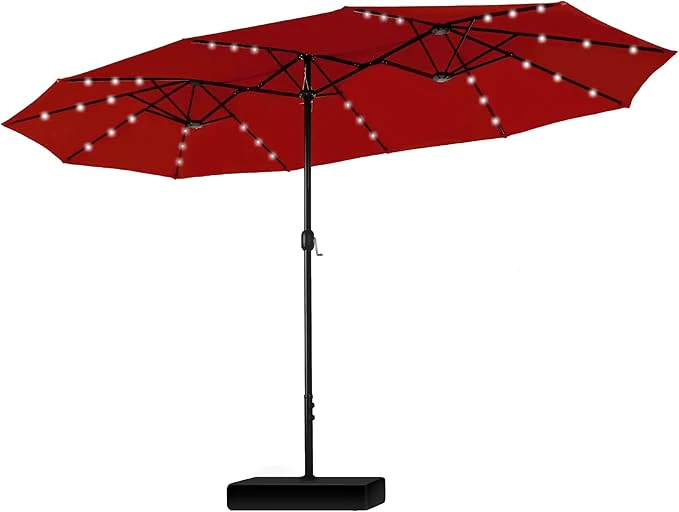 15ft Double-Sided Patio Extra Large Umbrella With LED Lights