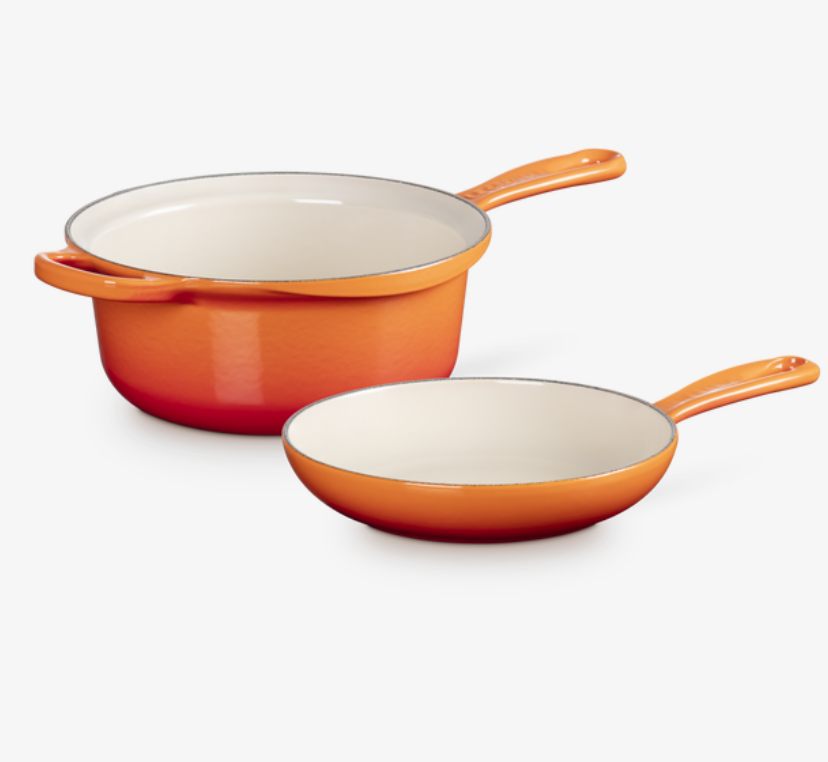 🎄Today's Special Value🎁Le Creuset Signature Cast Iron 2-in-1 Multifunction Saucepan + Skillet