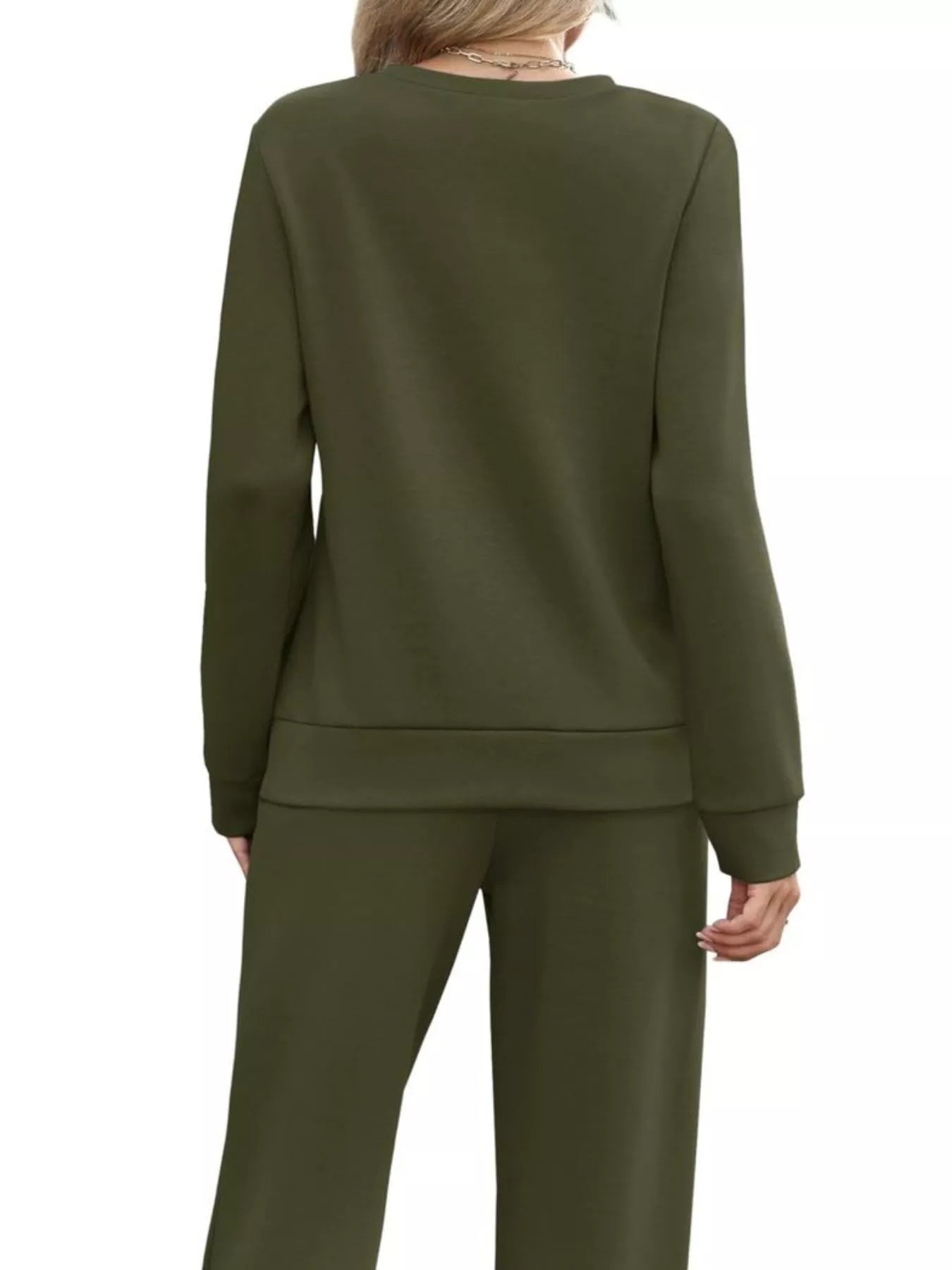 Full Size Casual Long Sleeve Top and Pants Set Plus Size
