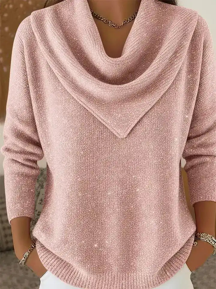 🎄 CLEARANCE SALE🔥 Vintage Soft Triangle Neck Sequined Shiny Sweater Top