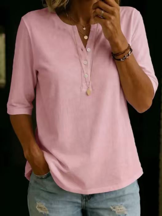 Women's short-sleeve polo shirt with a collar, featuring a waffle-knit design—perfect for everyday outings and weekend wear.