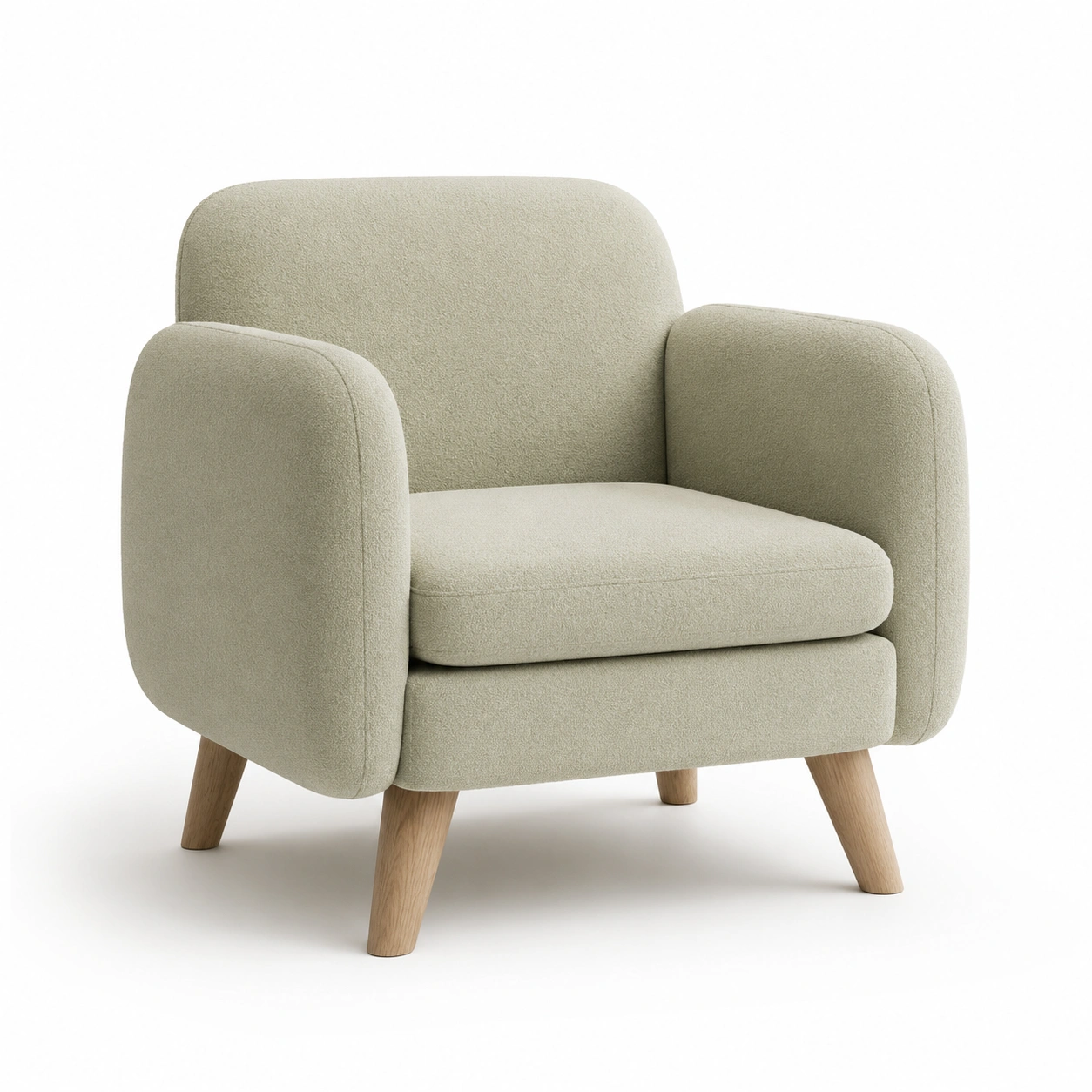 Sillon individual tapizado con reposabrazos verde claro-oakvellehome