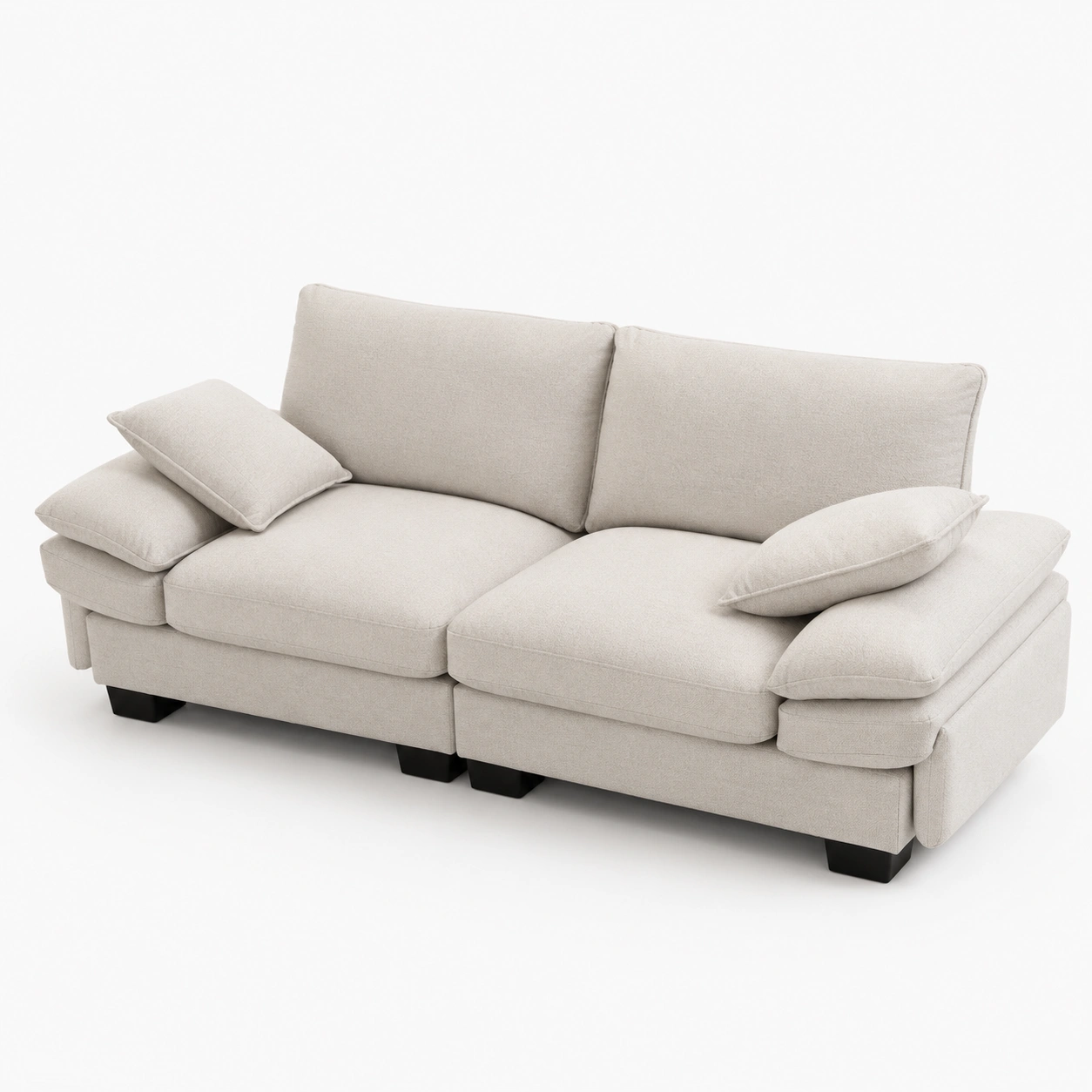 Sofa tapizado de dos plazas color crema-oakvellehome