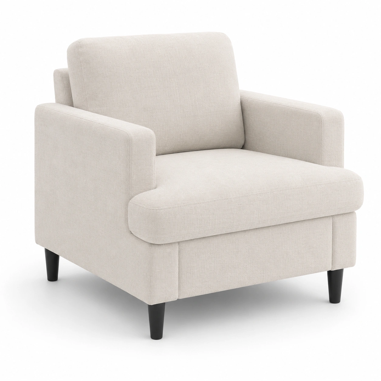 Sofa individual de tela color marfil-oakvellehome