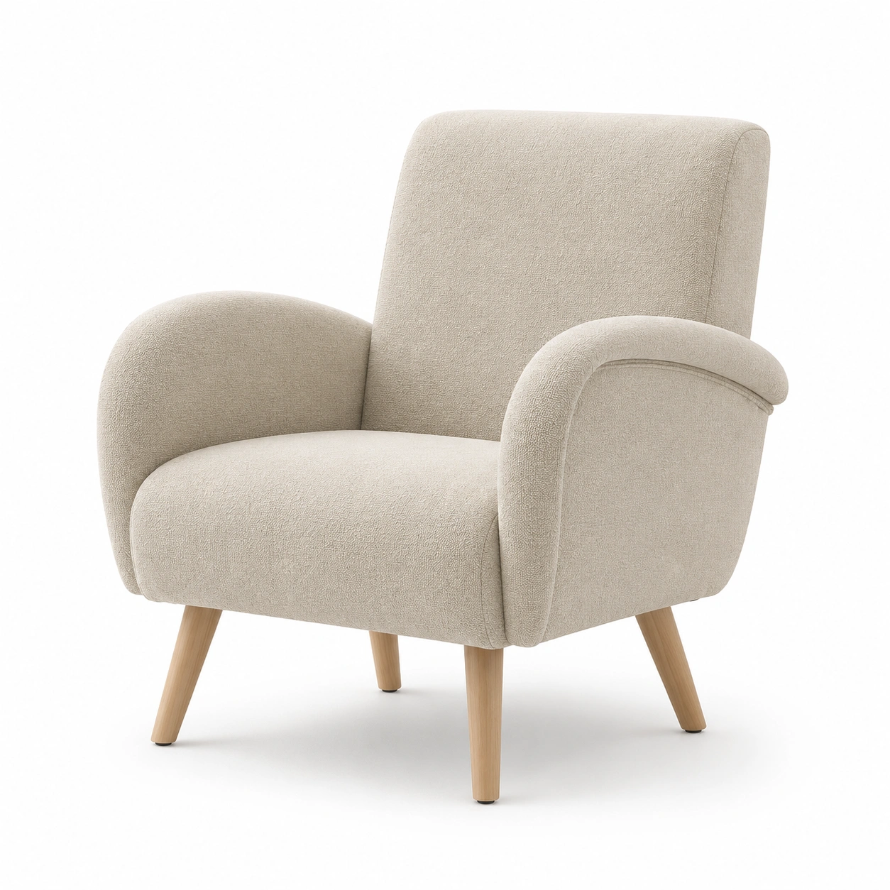 Sillon color marfil con reposabrazos curvos-oakvellehome