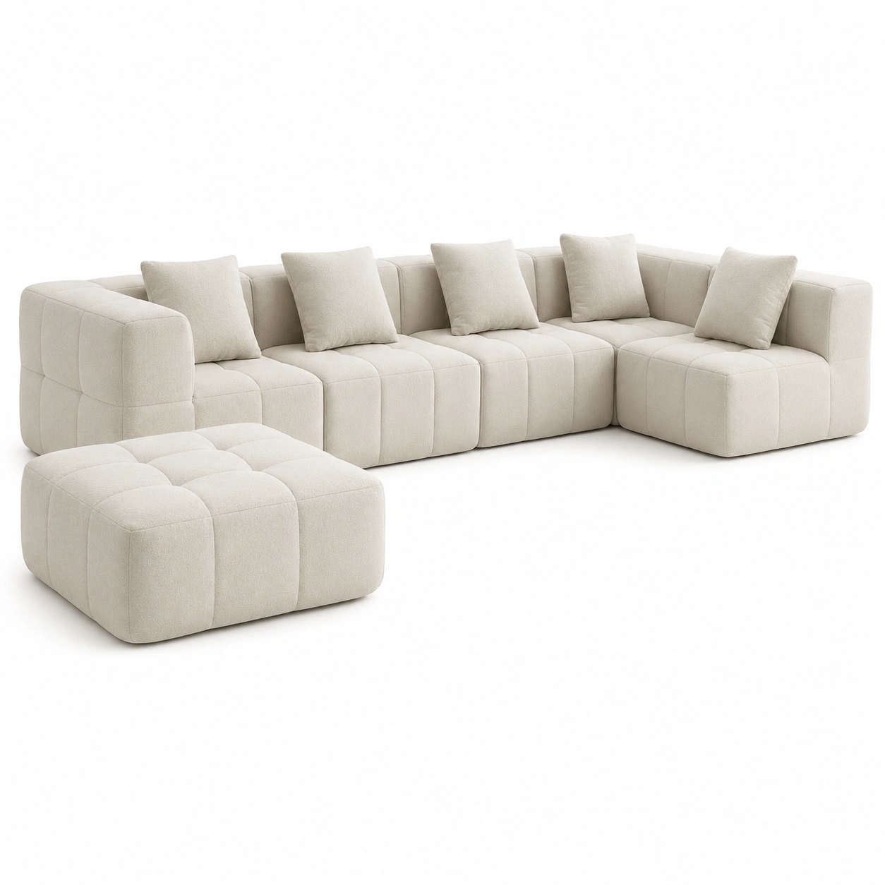 Sofa combinado en L color crema-oakvellehome